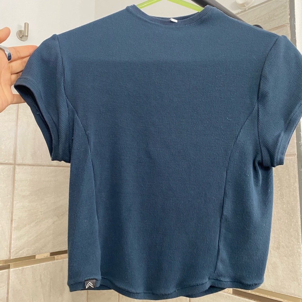 Oner Active Mellow Rib Mid Mock Neck T-Shirt | Oil Blue - M